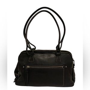 Jones New York Black Leather Satchel Shoulder Bag / Like-New